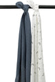 Emmaillotage bébé lune Meyco - pack de 2 - hydrophile - indigo - 120x120cm