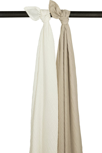 Lange Meyco baby uni - pack de 2 - hydrophile prélavé - sable blanc cassé - 120x120cm