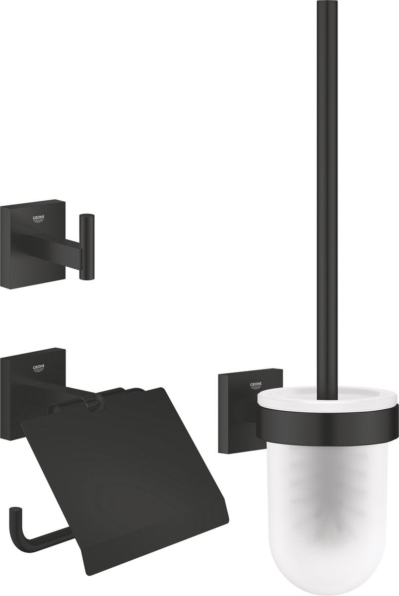 Grohe quickfix start cube ensemble d'accessoires de toilette 3-en-1 - noir mat