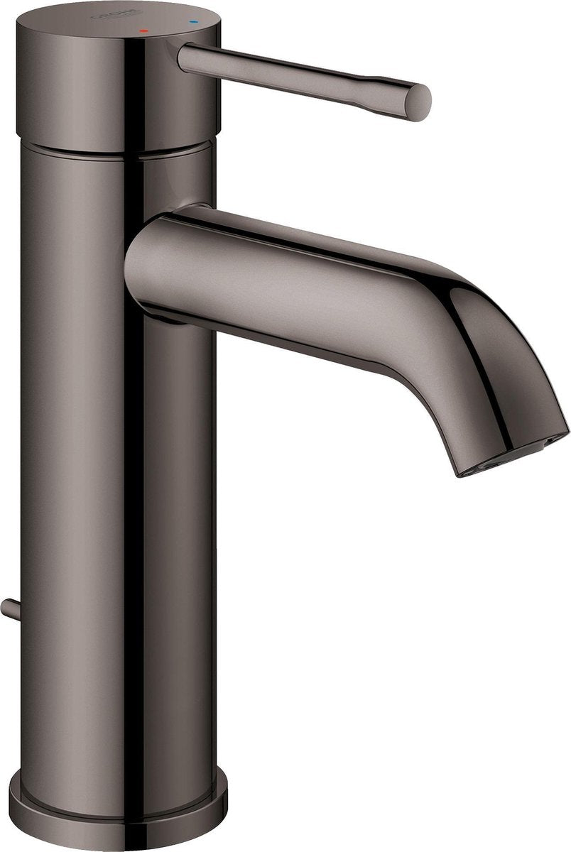 Robinet pour lavabo Grohe essence new - bec bas - avec garniture de vidage - graphite dur (anthracite brillant) - 23589a01