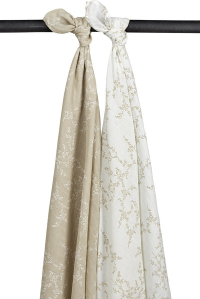 Emmaillotage branches bébé Meyco - pack de 2 - hydrophile - sable - 120x120cm