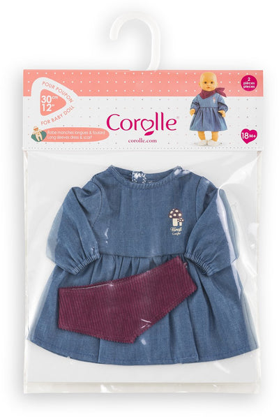Robe en jean Corolle avec foulard petit explorateur - 30cm