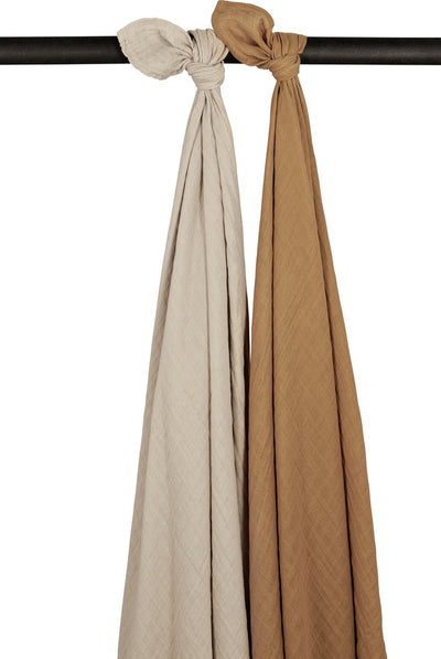 Lange Meyco baby uni - paquet de 2 - hydrophile prélavé - caramel sable - 120x120cm