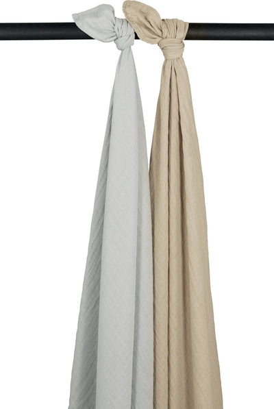Lange Meyco baby uni - pack de 2 - hydrophile prélavé - sable gris clair - 120x120cm