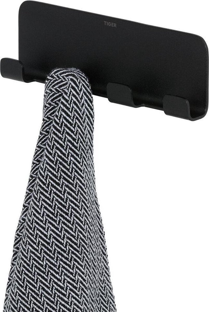Col Tigre - crochet porte-serviette multi - sans perçage - ruban adhésif 3m - noir