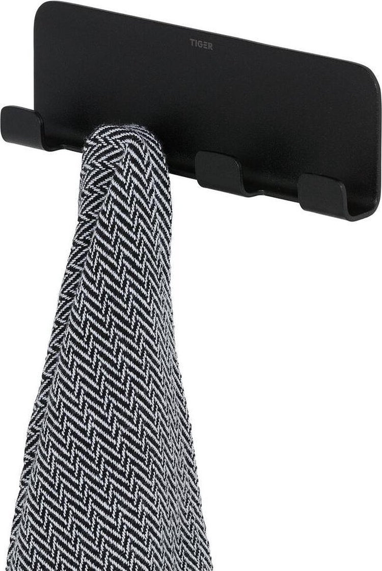 Col Tigre - crochet porte-serviette multi - sans perçage - ruban adhésif 3m - noir