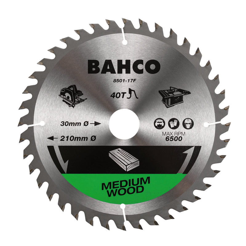 Lame de scie circulaire Bahco | dents en carbure | pour machines portatives | belles dents | pour le bois | 60 tpi | 30 mm x 190 mm - 8501-190-30-60xf