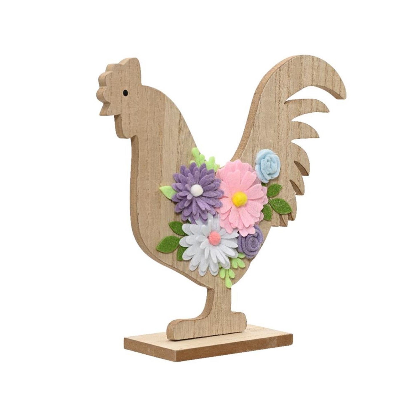 Decoris statue coq à fleurs mdf h20cm