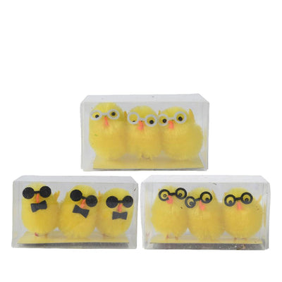 Decoris poussin chenille avec lunettes h4cm 3 pièces