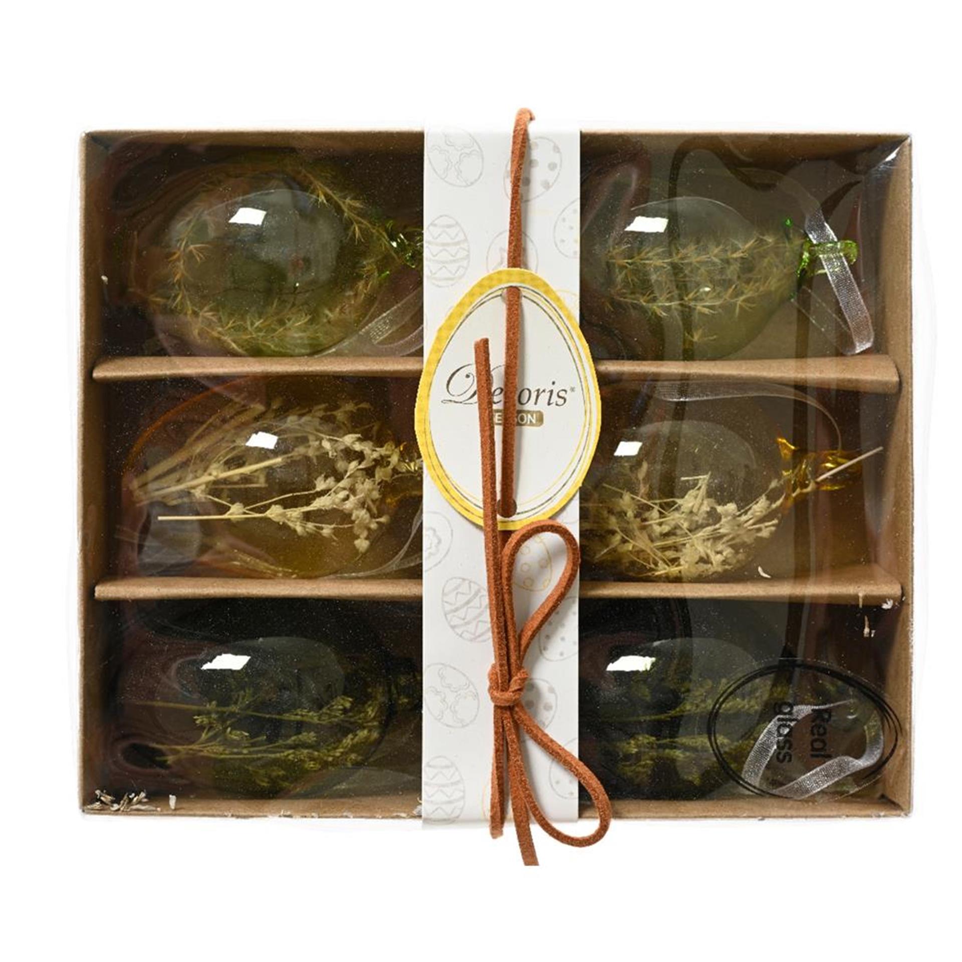 Decoris Oeuf de Pâques avec fleurs séchées h6cm 6 pièces