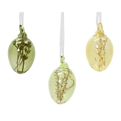 Decoris Oeuf de Pâques avec fleurs séchées h6cm 6 pièces