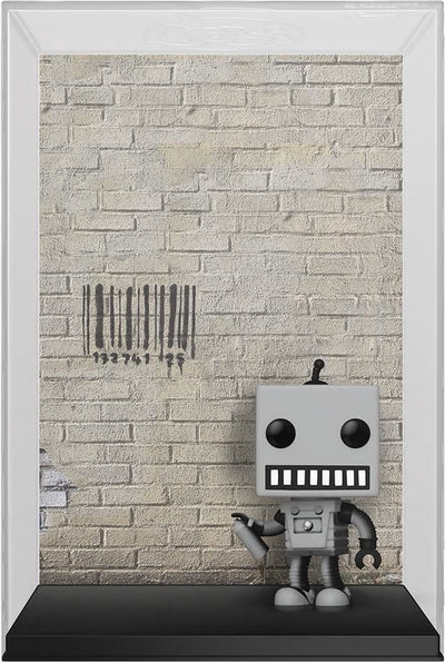Couverture d'art de figurine de collection brandisée par Funko ! robot de marquage 9 cm gris