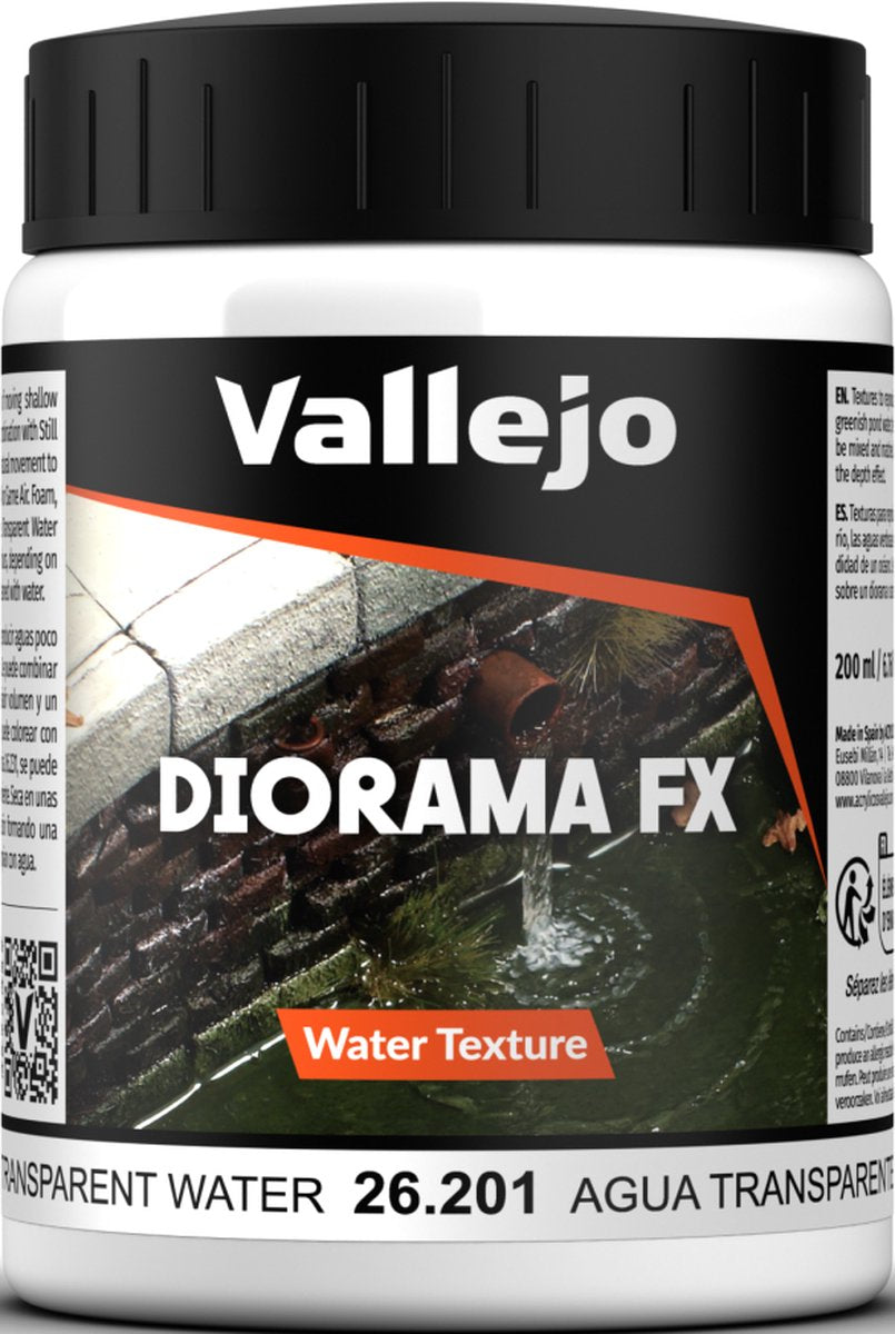 Décoration modélisme Vallejo - 26201 textures d'eau 201 - eau transparente - pot à effets 200ml