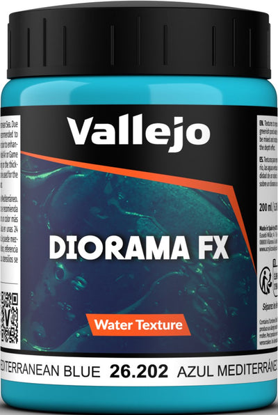 Décoration modélisme Vallejo - 26202 textures d'eau 202 - Bleu Méditerranée - Pot à effets 200ml