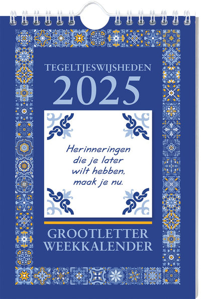 Calendrier détachable calendrier hebdomadaire de sagesse en carreaux à gros caractères - 2025