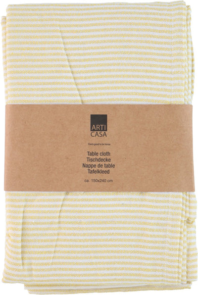 Nappe Arti casa 150x240 cm - nappe à rayures jaunes - nappe pour table à manger - grande nappe pour décoration de table - blanc et jaune