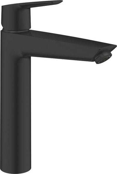 Mitigeur monocommande de lavabo Grohe quickfix start pour lavabos sur pied avec vidage push-open, taille XL, économie d'énergie et d'eau, noir mat. facile à installer avec l'outil rapide.