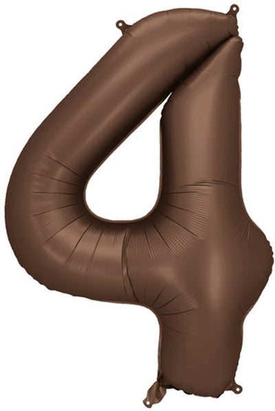 Partydeco ballon aluminium numéro 4 marron 86cm