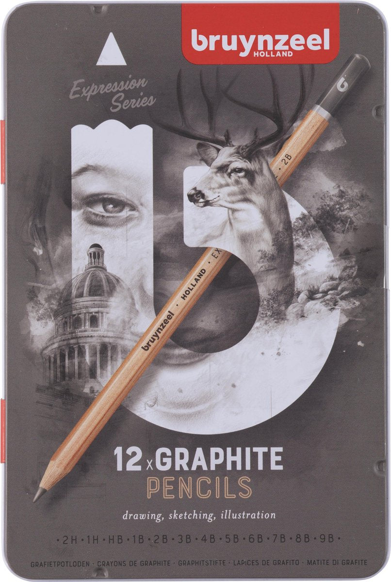 Bruynzeel Expression Graphite Crayons Blik 12