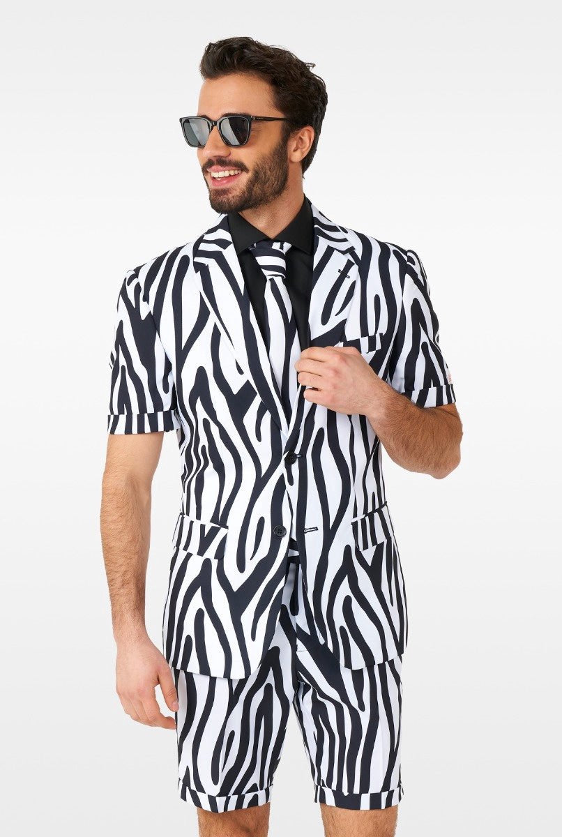 Opposuits Zazzy Zebra - costume d'été pour hommes - costume tropical - vêtements de carnaval - noir - taille eu 58