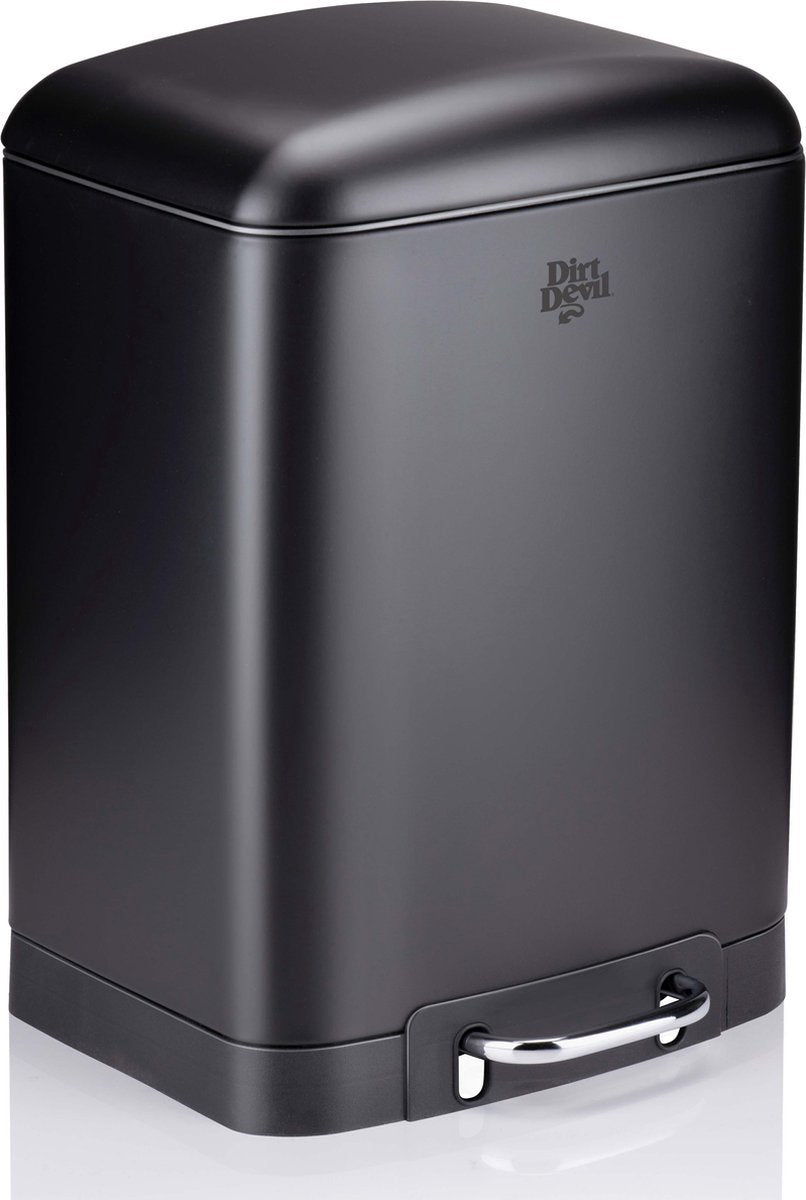 Poubelle à pédale Dirt Devil 12 litres - Poubelle de salle de bain - Acier inoxydable - Noir