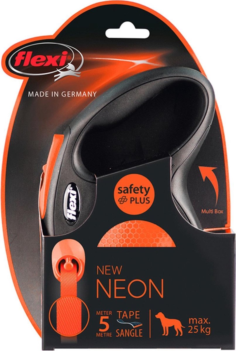 Flexi rollijn nouveau ruban néon noir orange