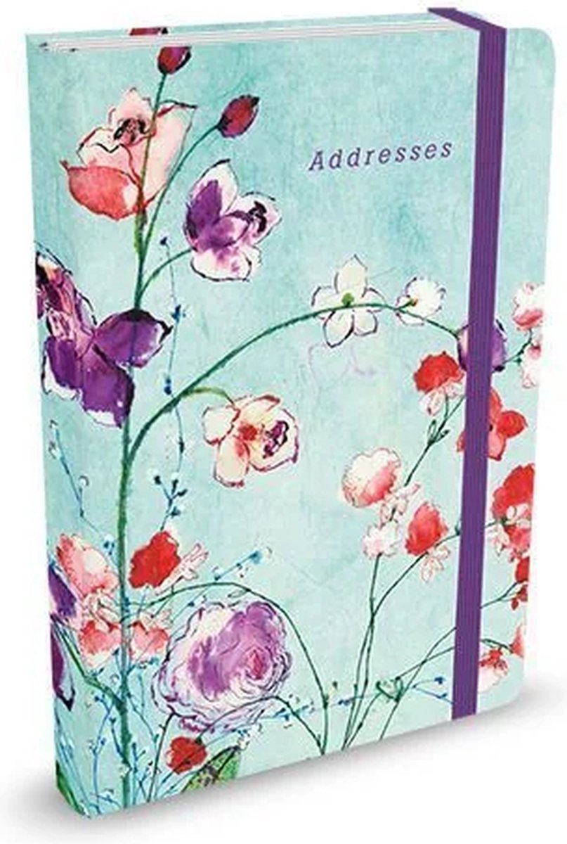 Carnet d'adresses Peter Pauper - fleurs fuchsia - avec fermeture élastique - 11x15 cm