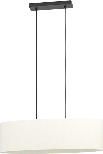 Lampe à suspension Eglo febres - e27 - 78 cm - noir et blanc - tissu peluche