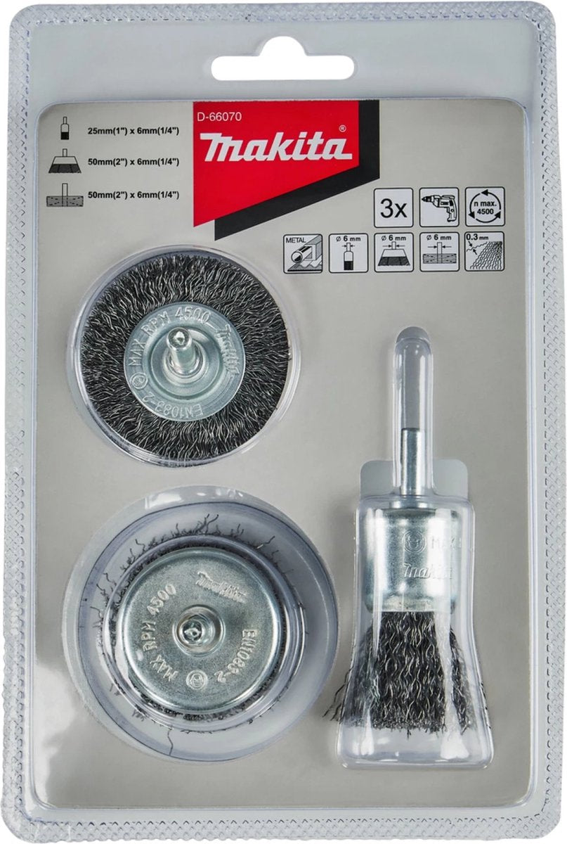 Makita accessoires jeu de pinceaux 3 pièces - d-66070 - d-66070