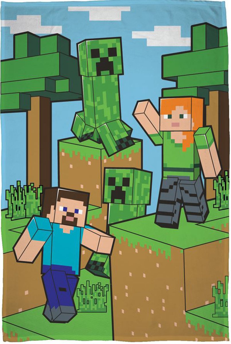 Blocs à carreaux en polaire Minecraft - 100 x 150 cm