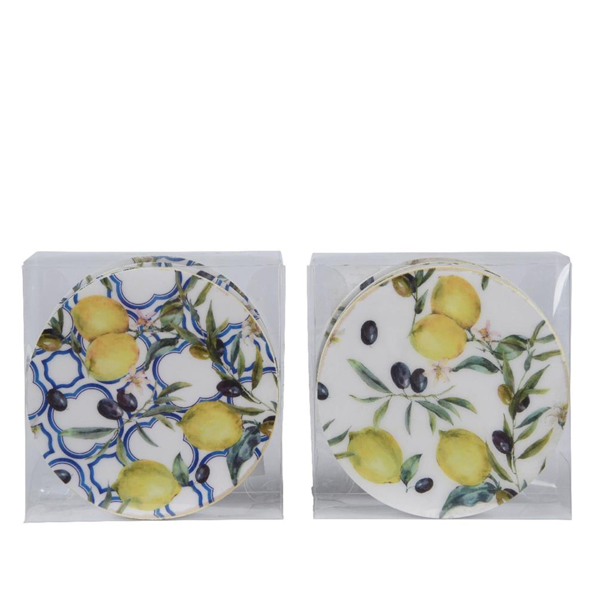 Decoris dessous de verre citron mdf dia10cm 4 pièces