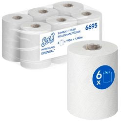 Serviette essential slimroll scott 190mtr blanc 6 rouleaux