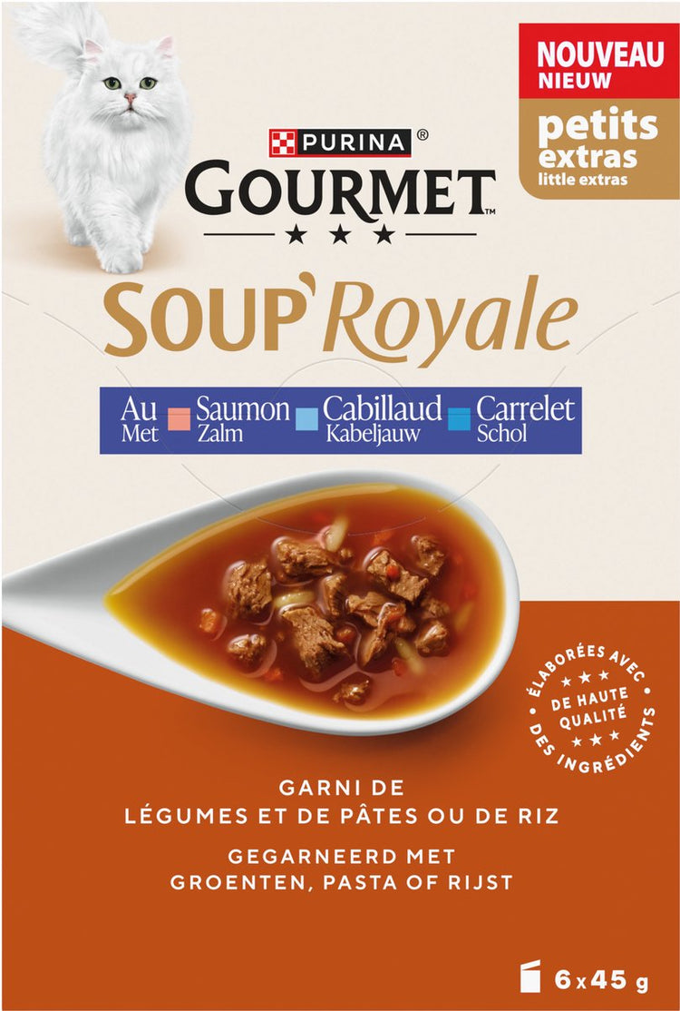 Croquettes gourmandes pour chat soupe royale - saumon - 4 x 6x45g