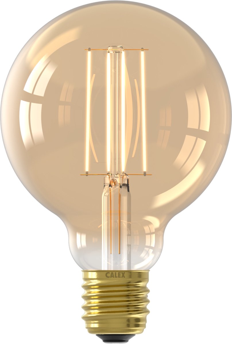 Lampe LED à filament Calex - Source de lumière vintage G95 - E27 - or - lumière blanc chaud - dimmable