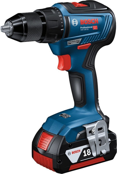 Perceuse-visseuse sans fil Bosch professional gsr 18v-55 18v 4,0ah en l-boxx - 06019h5200