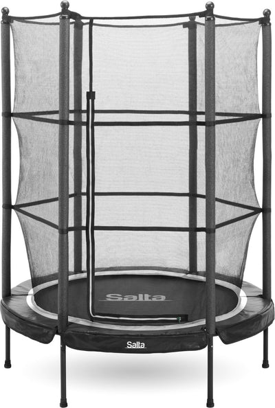 Salta junior - ø 140 cm - ressorts élastiques et filet de sécurité - mini petit trampoline rond pour intérieur et extérieur - trampoline enfant - noir