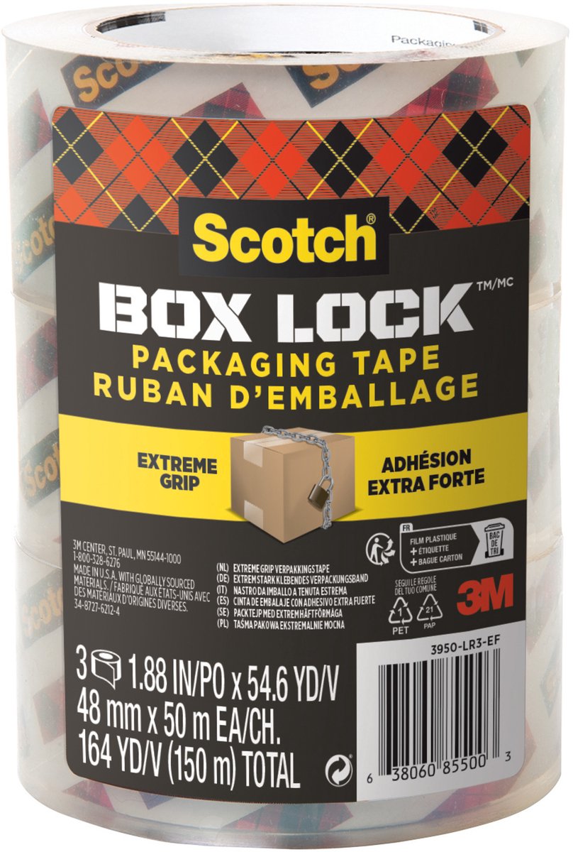 Scotch ruban d'emballage serrure de boîte 3950-ef 3 pièces