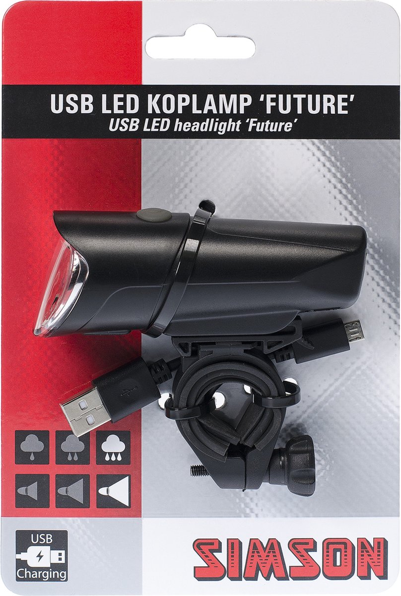 phare Future USB LED rechargeable noir