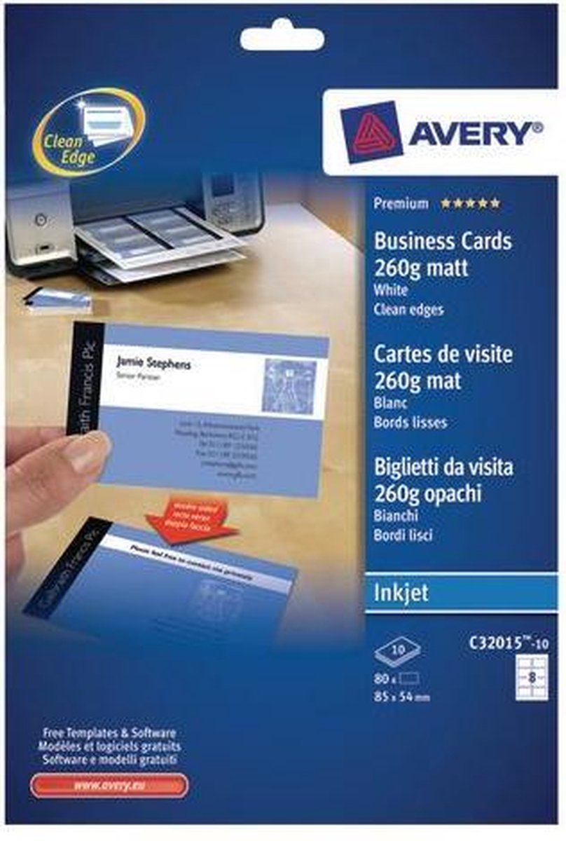 Cartes de visite Avery - mates