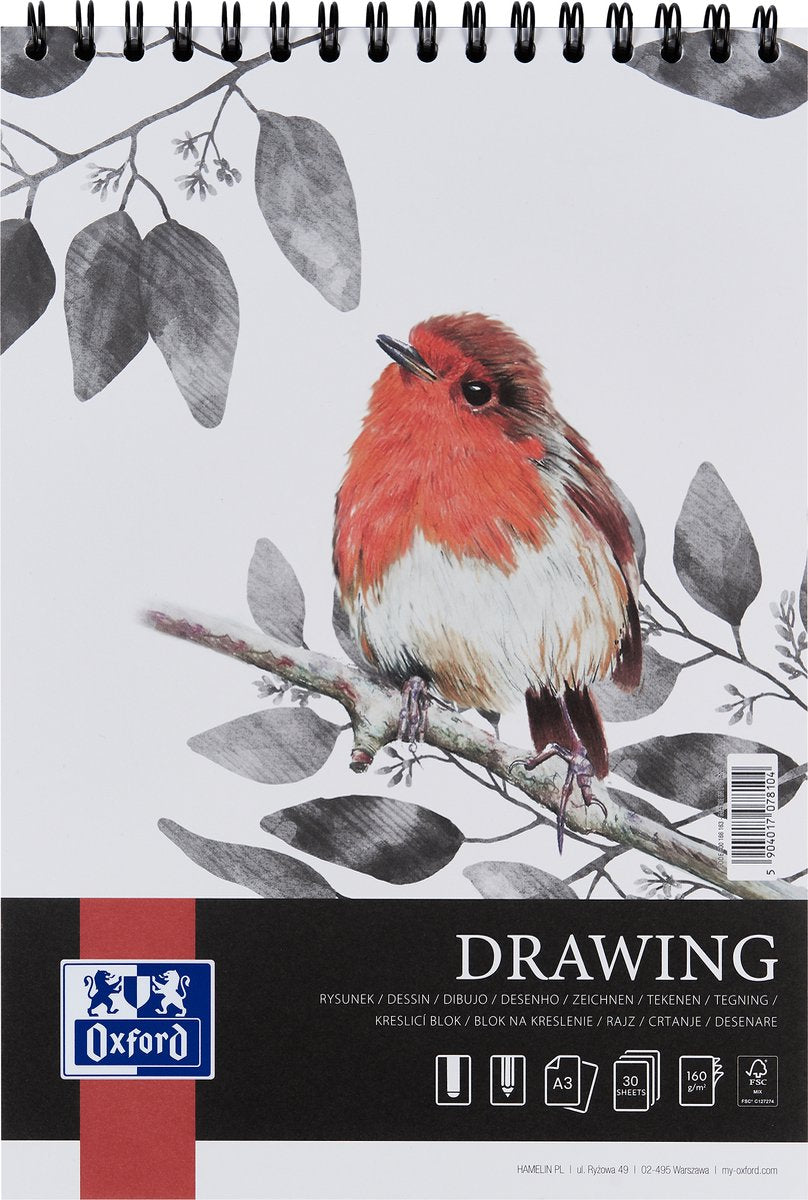 Carnet à croquis à spirale Oxford - a3 - 30 feuilles - 160g