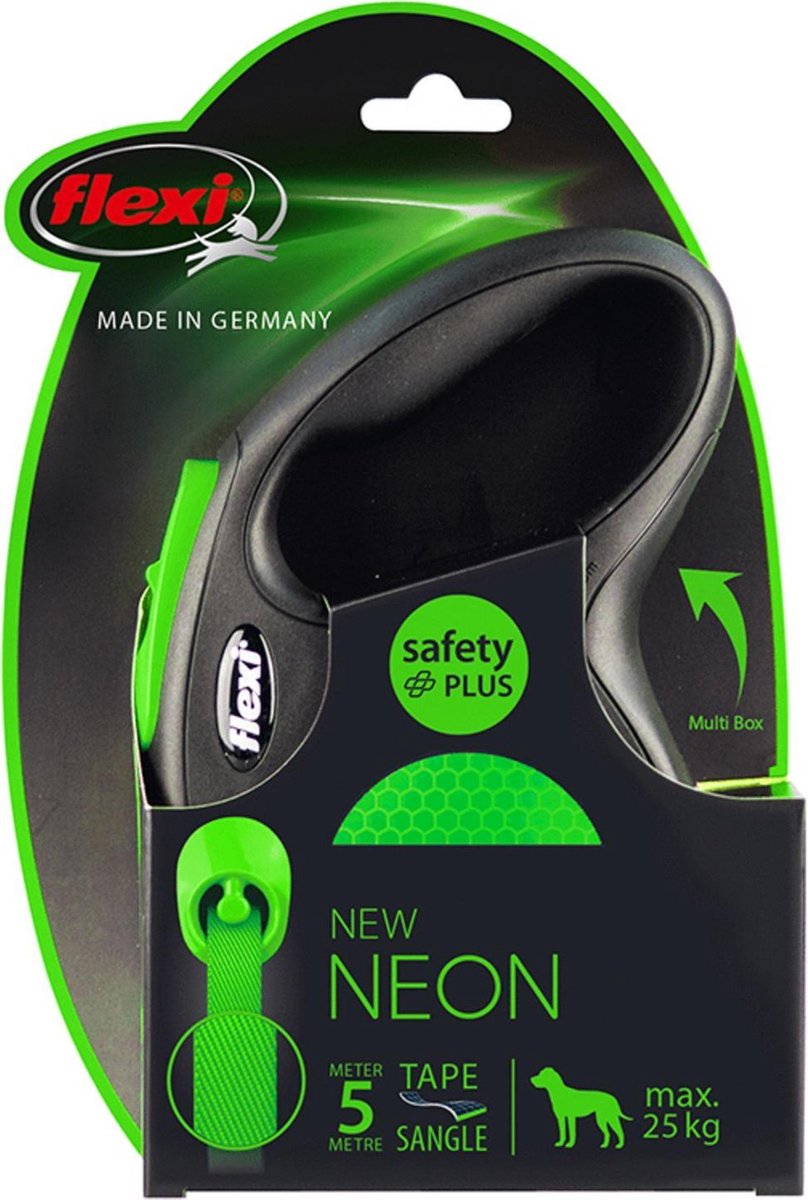 Flexi rollijn nouveau ruban néon vert noir
