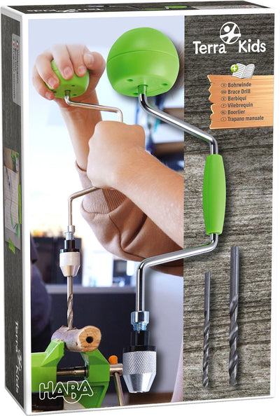 Haba terra kids - perceuse rotative manuelle pour les jeunes aventuriers et amateurs.