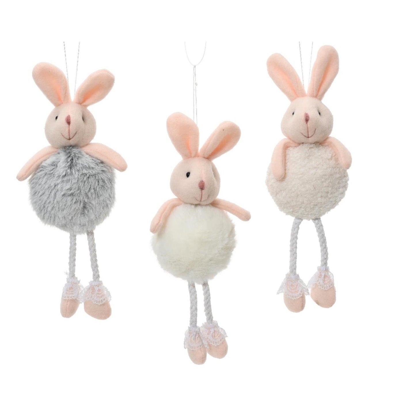 Decoris Pendentif de Pâques lapin polyester 24cm blanc