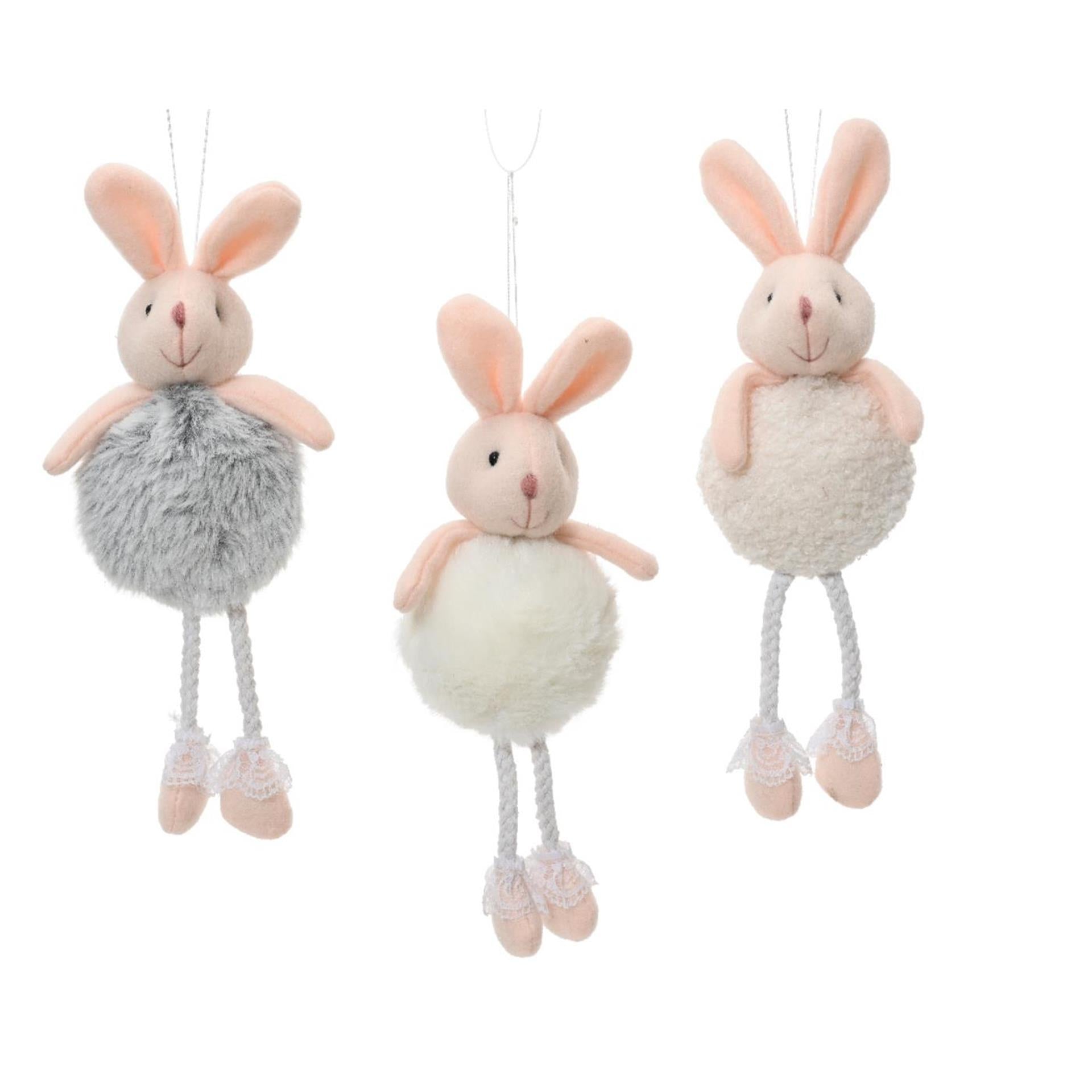 Decoris Pendentif de Pâques lapin polyester 24cm blanc