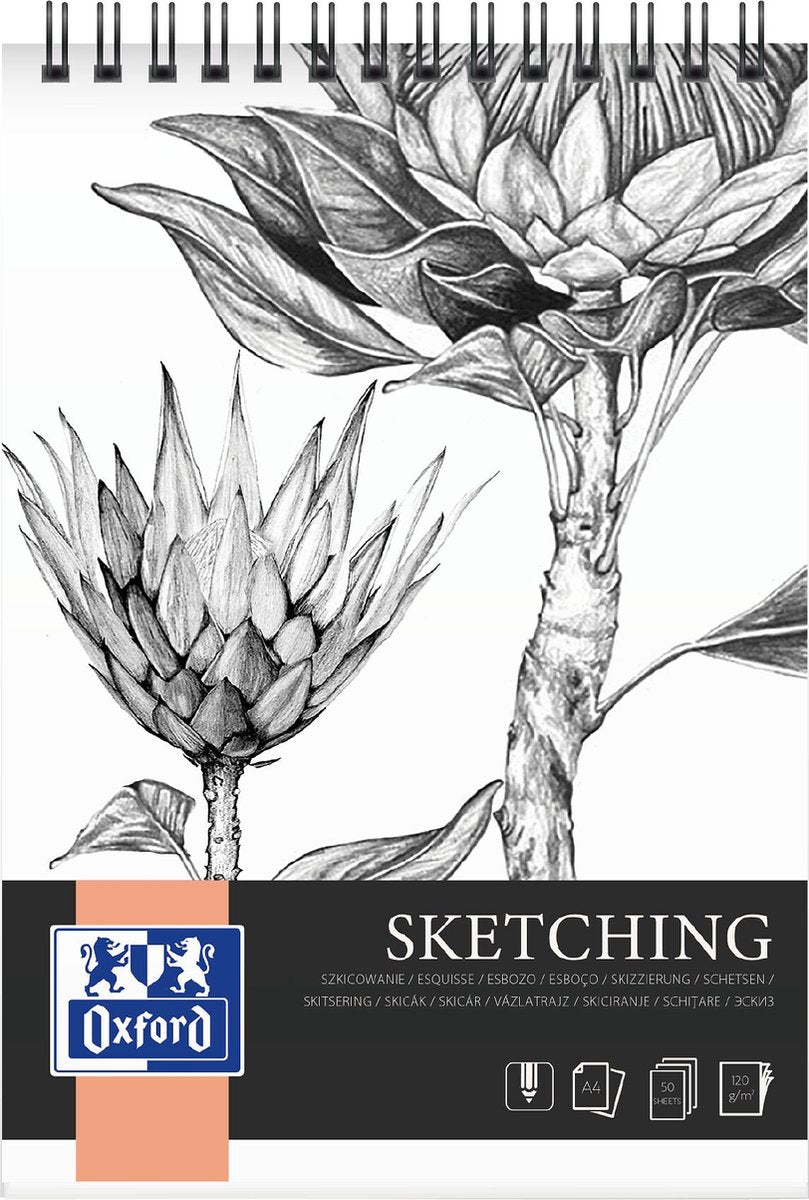 Carnet à croquis à spirale Oxford - a4 - 50 feuilles - 120g