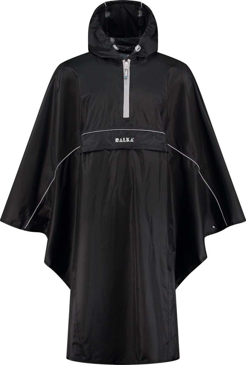 Poncho de pluie Ralka imperméable réfléchissant - noir - adultes