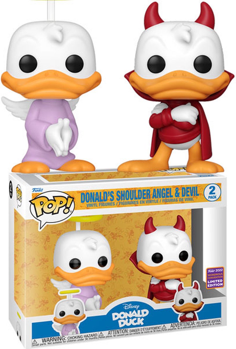 Funko-pop ! Disney : Donald Duck - L'épaule de Donald's Angel Devil Wondercon exclusive