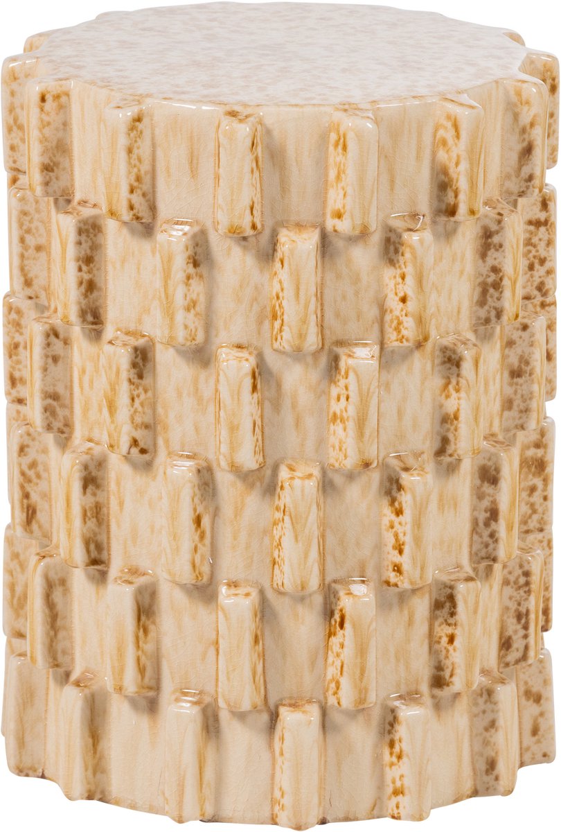 Table d'appoint décorative Woood axu ø 35 cm - céramique - sable - 45x35x35