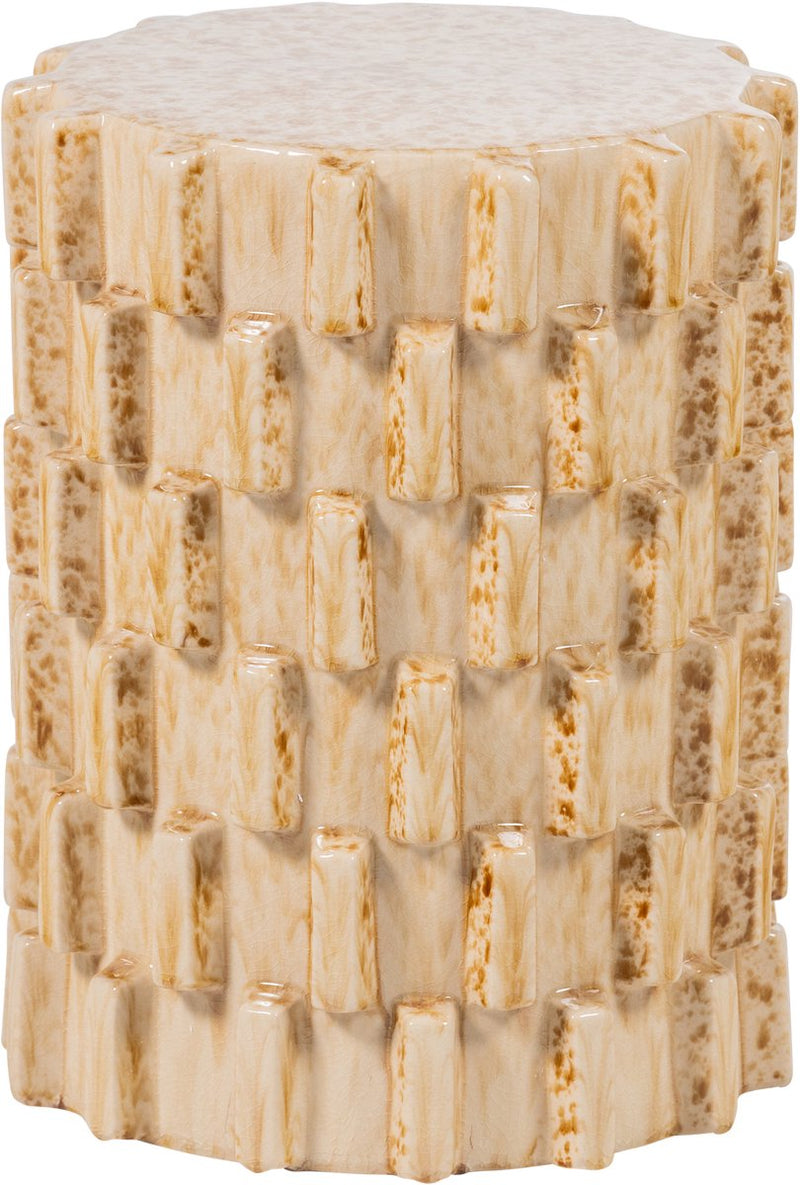 Table d'appoint décorative Woood axu ø 35 cm - céramique - sable - 45x35x35