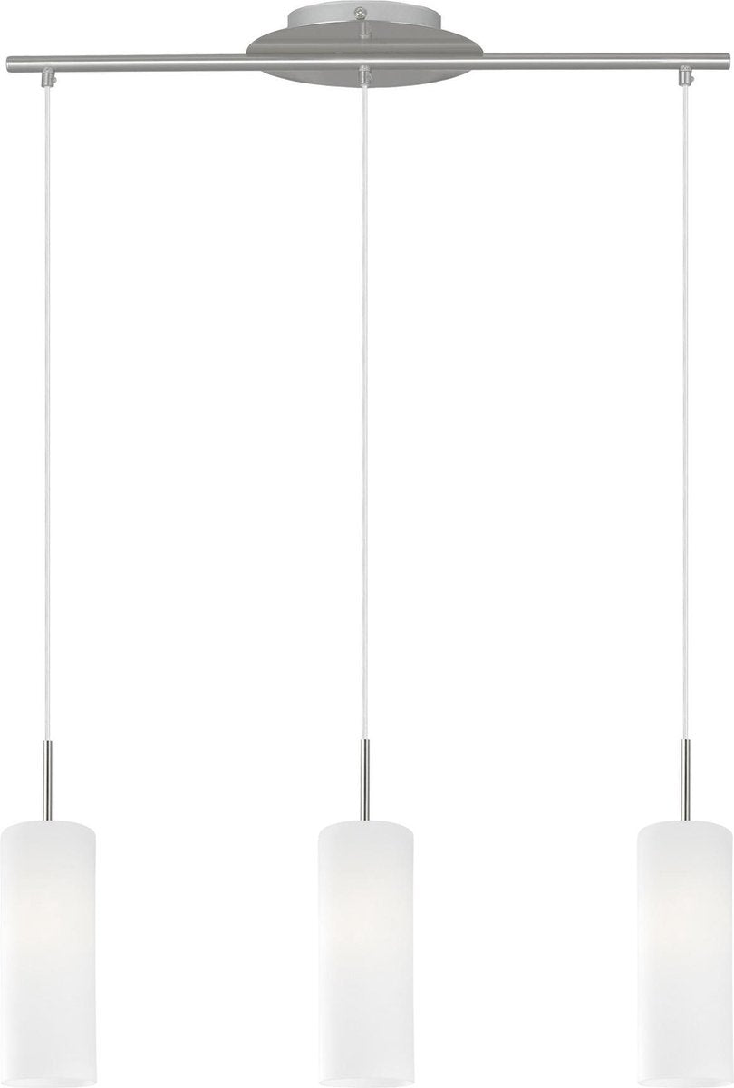 Eglo troy 3 - suspension - 3 lumières - nickel mat - laqué blanc